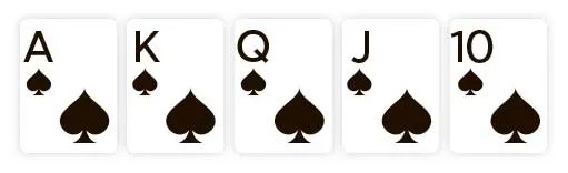 Exemplu de Chintă Royală (Royal Flush) - cea mai bună dintre mâini poker